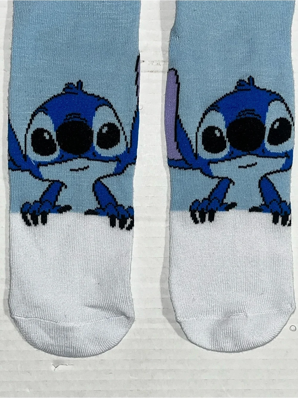 Disney Light Blue and White Stitch Crew Socks